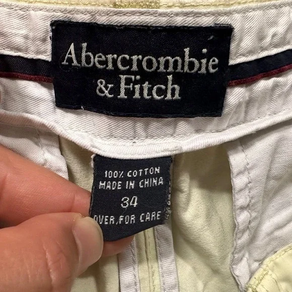 Abercrombie & Fitch‎ Shorts Men's 34 Beige Flat Front Chino 10" Inseam Shorts - Picture 3 of 12